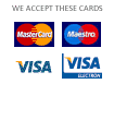 We accept Visa, Visa Electron, Mastercard, Maestro, Solo debit and credit cards
