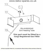 Beko Grill Feeding Tube 410920245 *THIS IS A GENUINE BEKO SPARE*