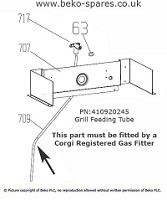 Beko Grill Feeding Tube 410920245 *THIS IS A GENUINE BEKO SPARE*